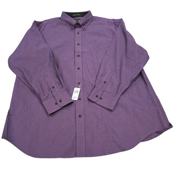 NWT Paul Fredrick Tailor Fit  LS Dress Shirt Purple /Black  Neck 18.5 - Picture 1 of 5